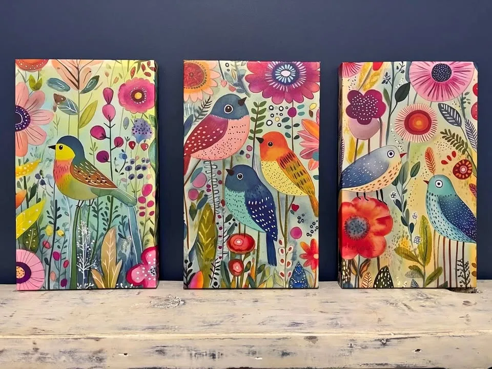 Vibrant Birds Canvas Wall Art (Set of 3)