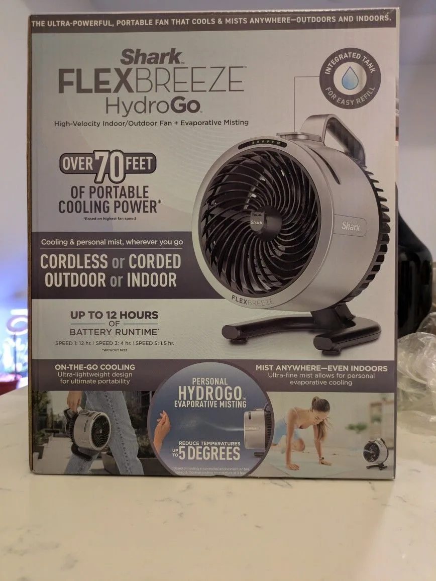 Shark FlexBreeze HydroGo Fan, Ultra-powerful portable fan