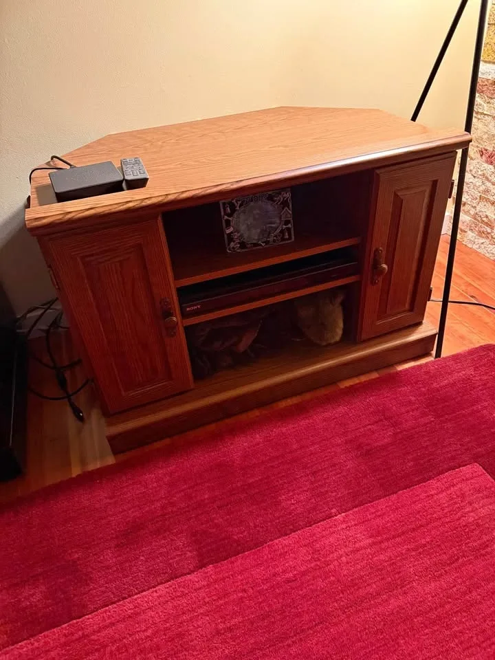 TV table with shelves and doors