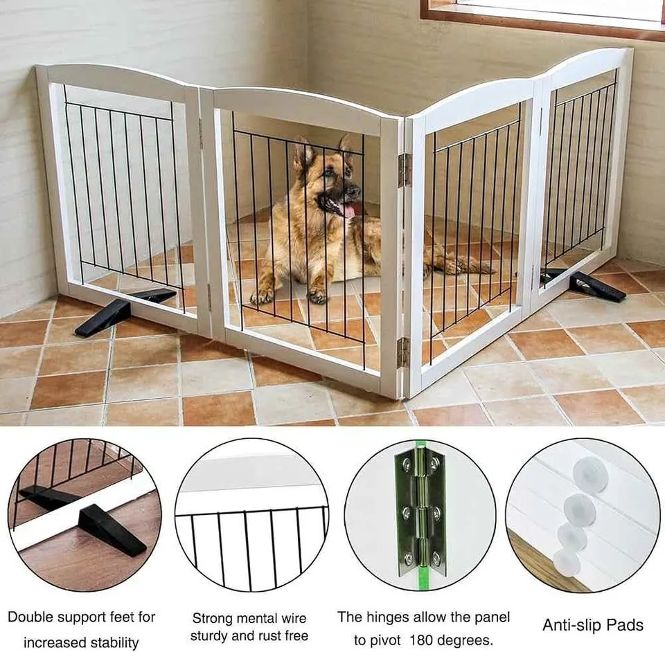ZJSF Freestanding Dog Fence Indoor, Foldable Dog Gate