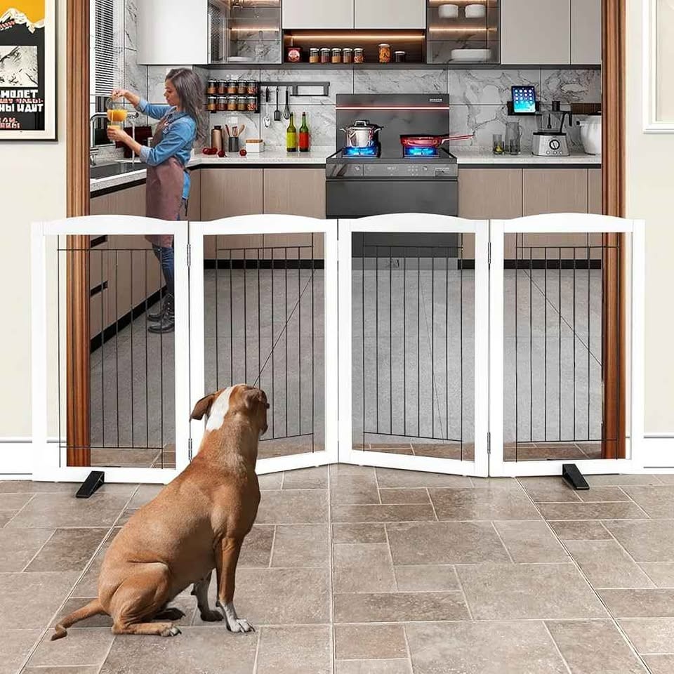 ZJSF Freestanding Dog Fence Indoor, Foldable Dog Gate - photo 3