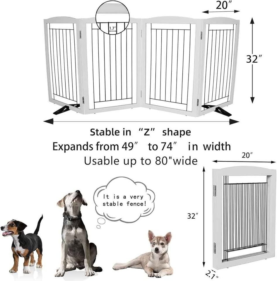 ZJSF Freestanding Dog Fence Indoor, Foldable Dog Gate - photo 5