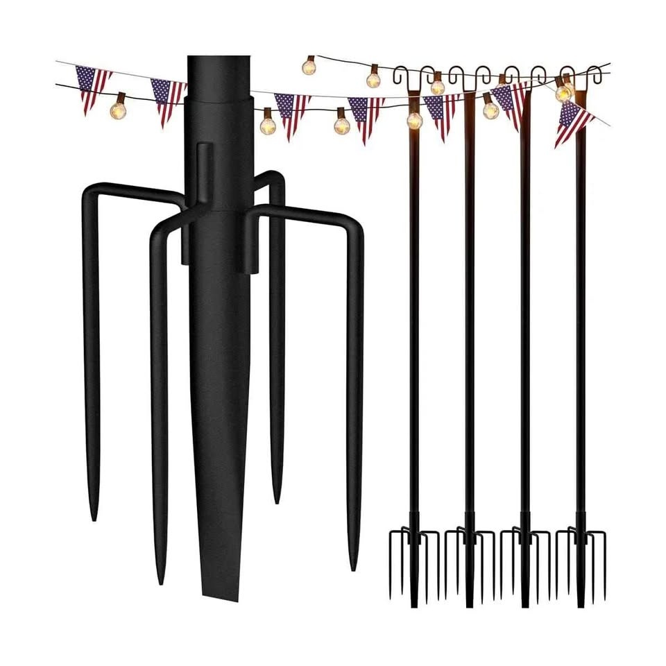 addlon 4 Pack 10FT String Light Poles for Outside, Waterproof Ha