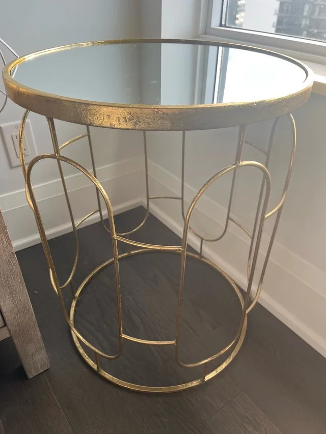Gold Side Table - 18” (D) x 23.7” (H)