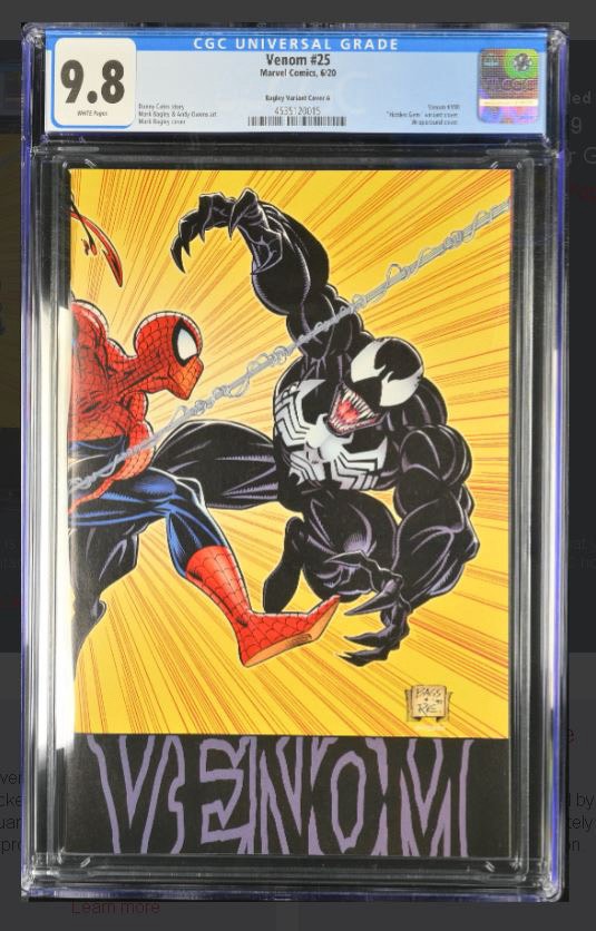 Venom #25 CGC 9.8 Mark Bagley 1:100 Wrap around cover Variant