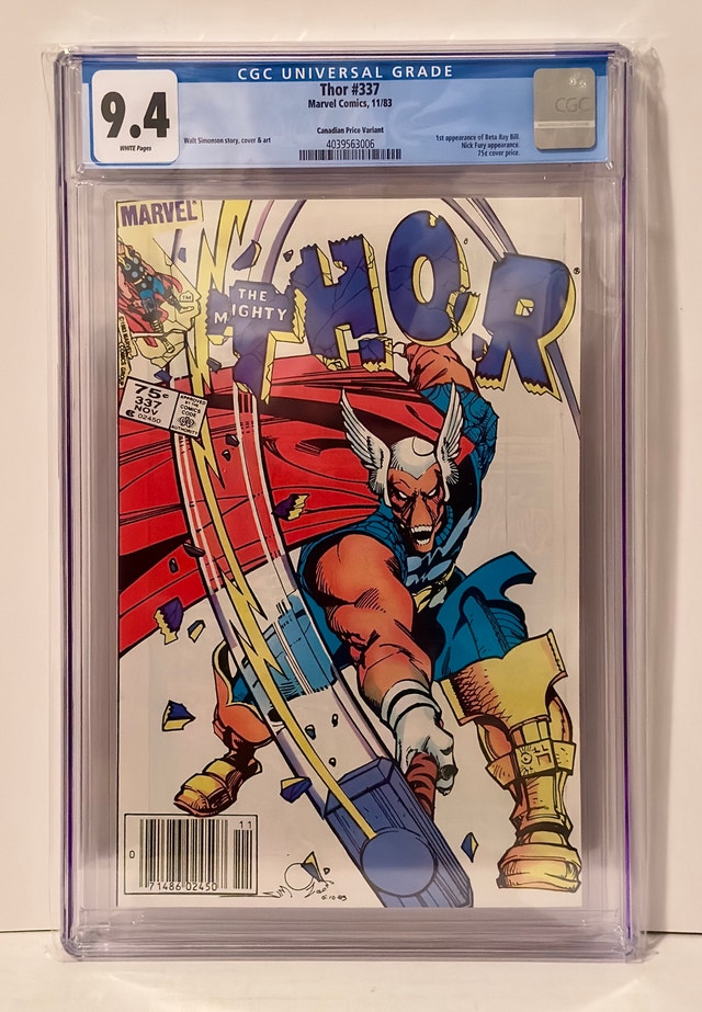 THOR #337 CGC 9.4 1st APP OF BETA RAY BILL CDN PRICE VARIANT