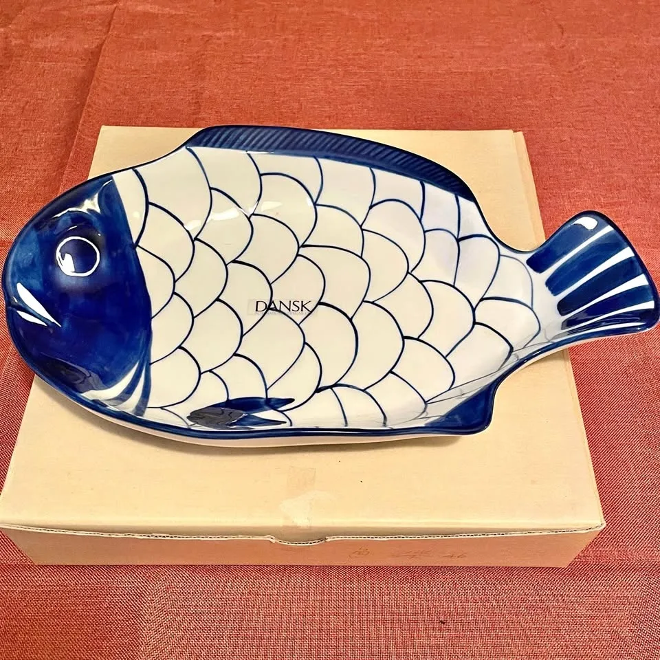 DANSK🐟Arabesque Fish Platter Plate - Iconic Cobalt