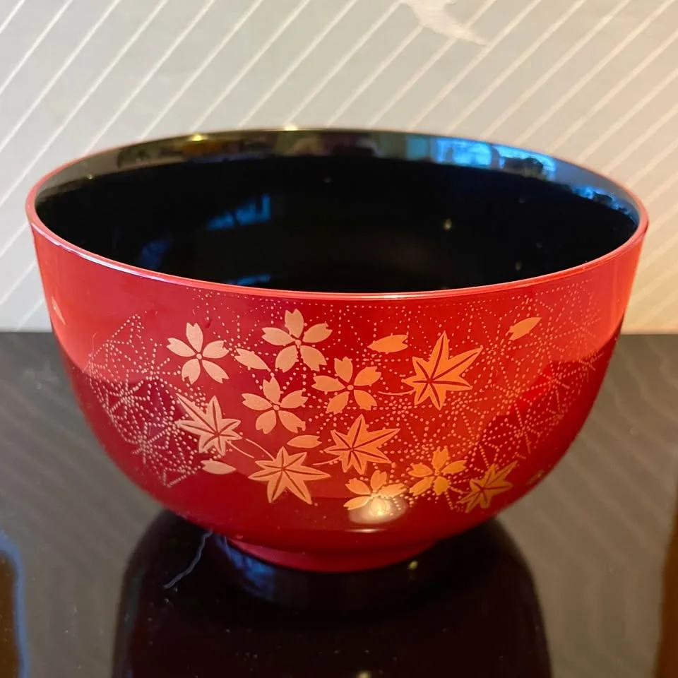 Vintage Japanese Lacquerware Soup Bowl Set image indicator(4)