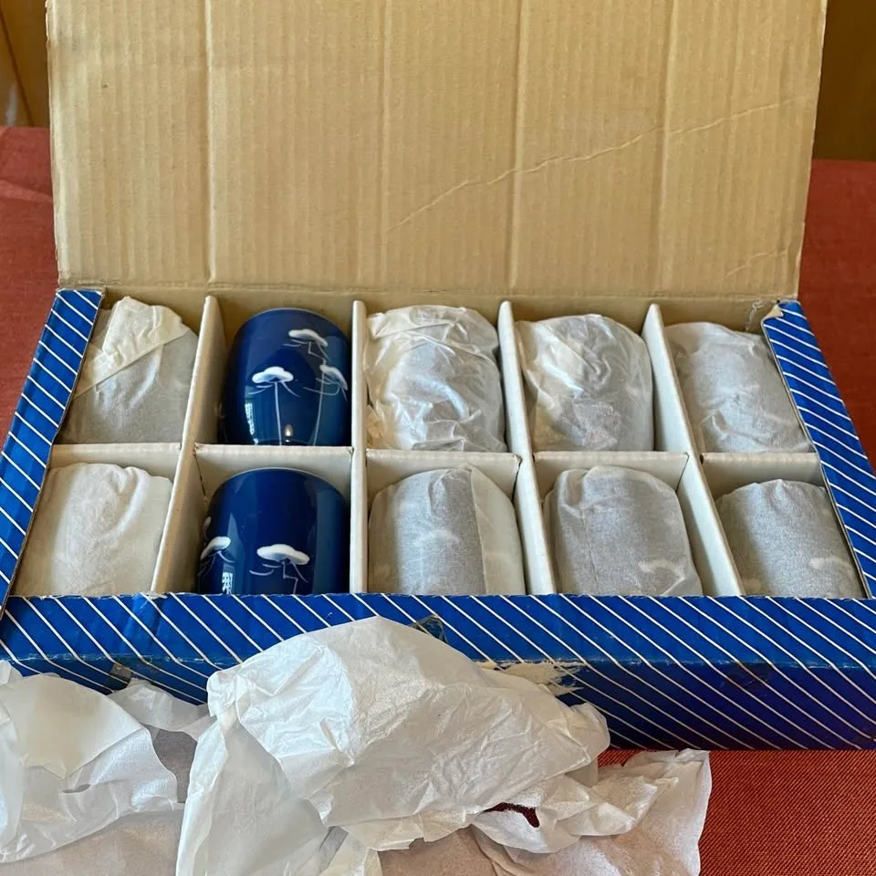 Arita Japanese Blue Floral Porcelain Mugs - Set of 10 image indicator(6)