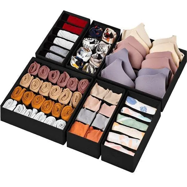 Drawer Organizers 6 Pack Black