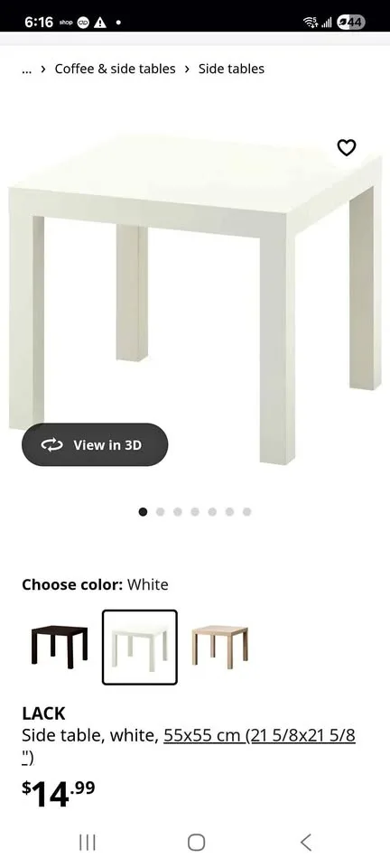 MOVING - Two White Ikea Lack Side Tables