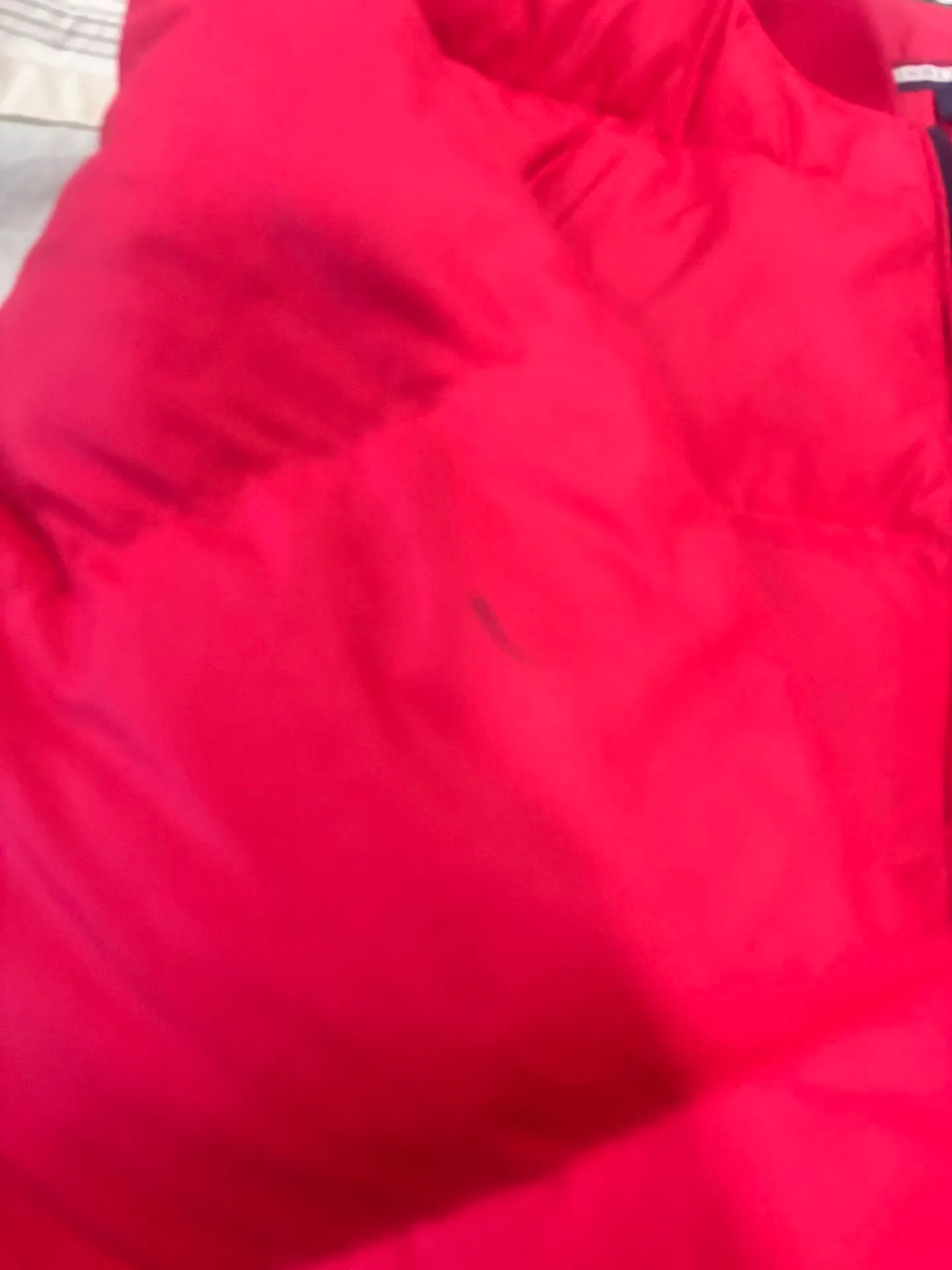 Authentic Tommy Hilfiger puffer jacket in a bold red color size image indicator(9)