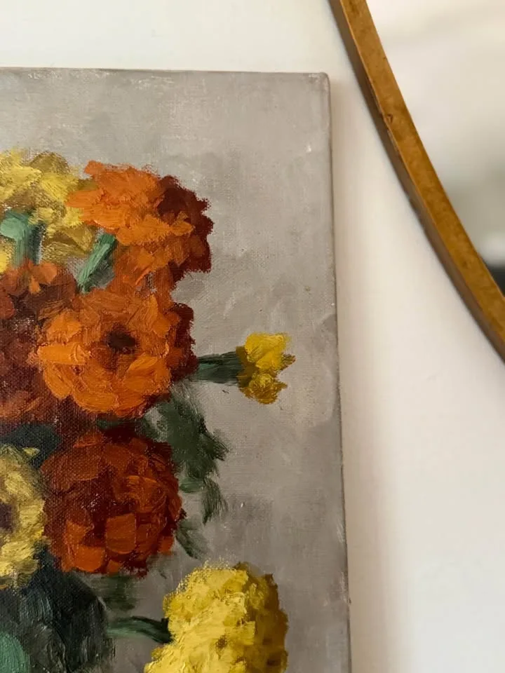 Vintage Floral Oil Painting: Marigold Still Life image indicator(6)