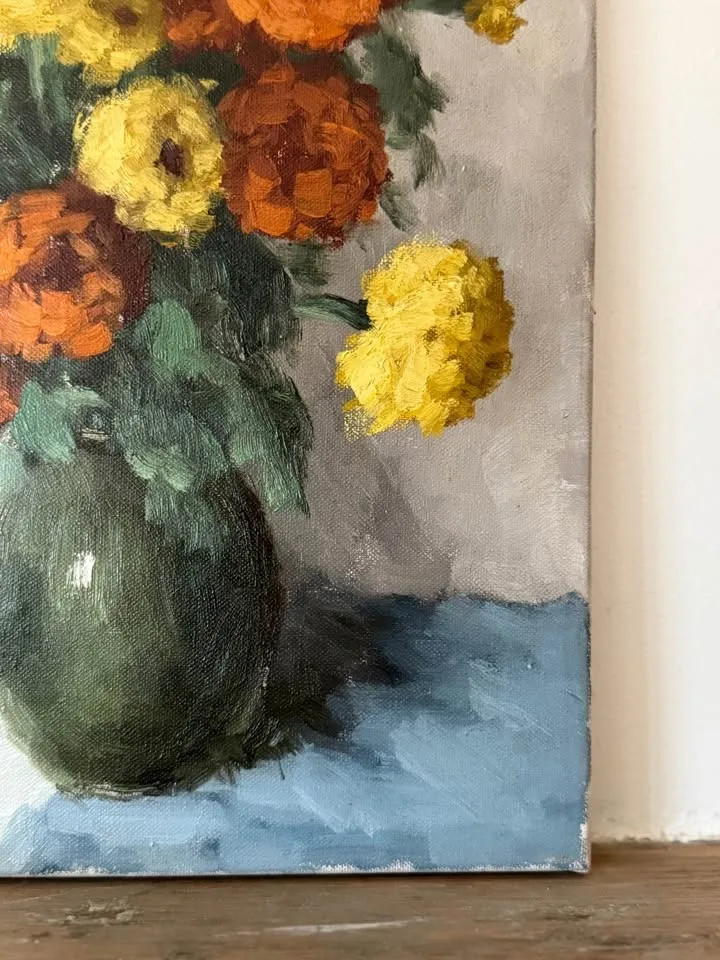 Vintage Floral Oil Painting: Marigold Still Life image indicator(8)