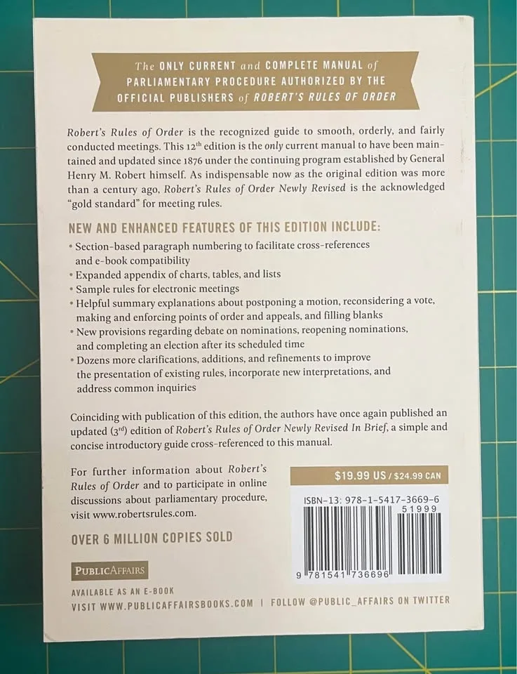 Robert's Rules of Order, 12th Edition (Paperback) image indicator(2)