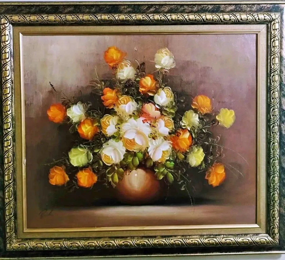 Antique Signed Original Oil Painting 30 by 26 inches thumbnail