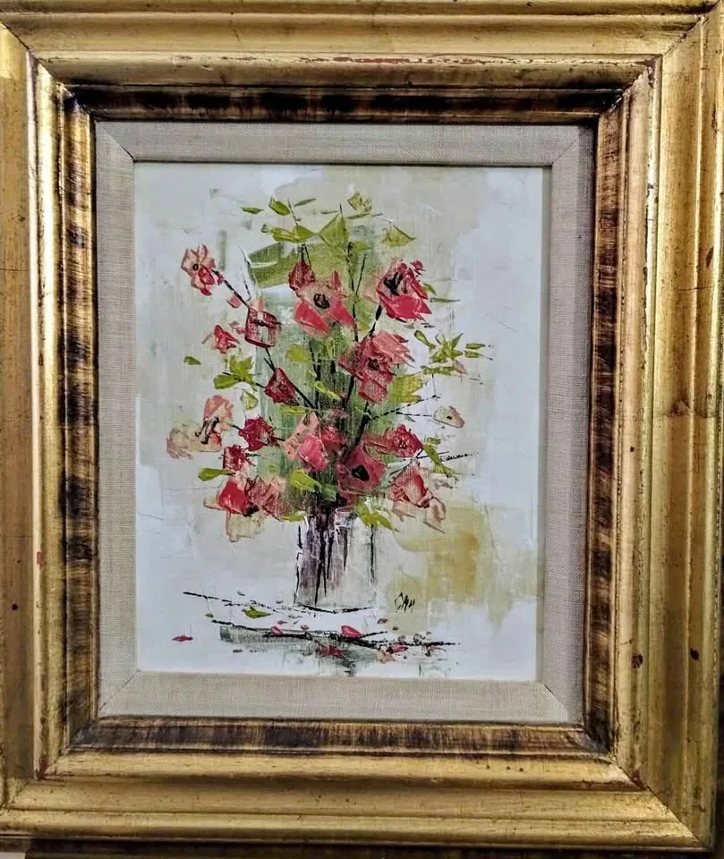 Antique Original Oil Painting In A Gold Coloured Frame thumbnail