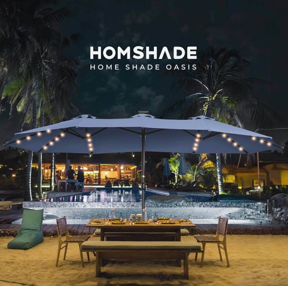 ✨ Brand New 13 ft Solar LED Patio Umbrella — Navy or Red - photo 2