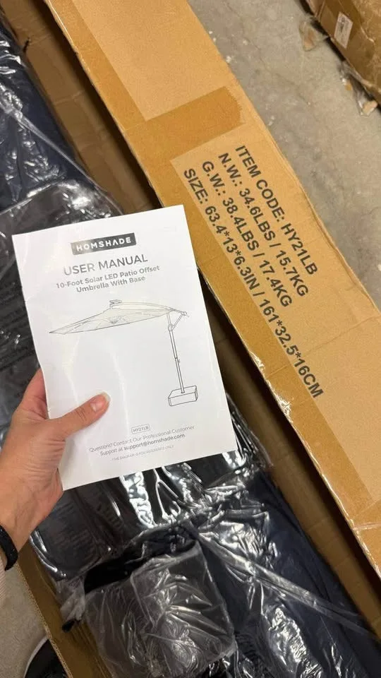 ✨ HOMSHADE HY21LB 10-ft Solar LED Umbrella + Base — Navy image indicator(2)