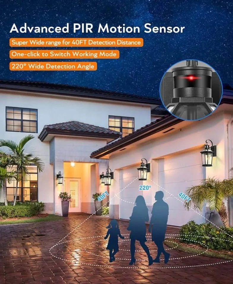 🌟 Brand New VIANIS Motion Sensor Outdoor Wall Lantern – 2 Pack 🌟 image indicator(4)