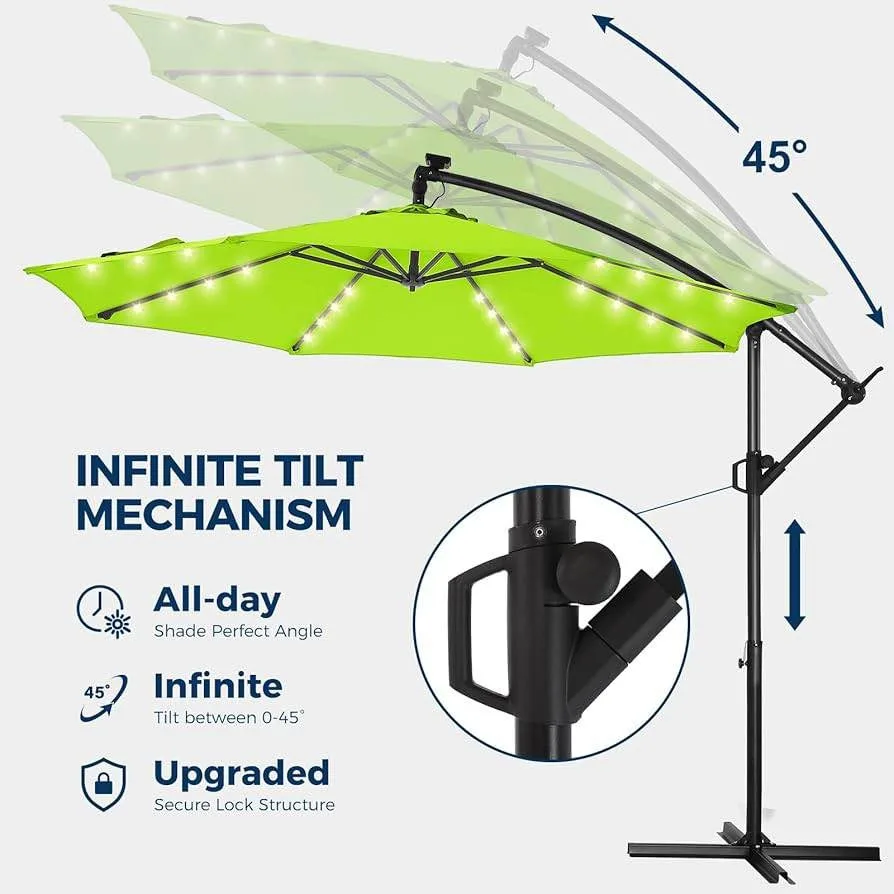 🌟 Like New HOMSHADE 10 ft Solar LED Patio Umbrella 🌟 image indicator(2)