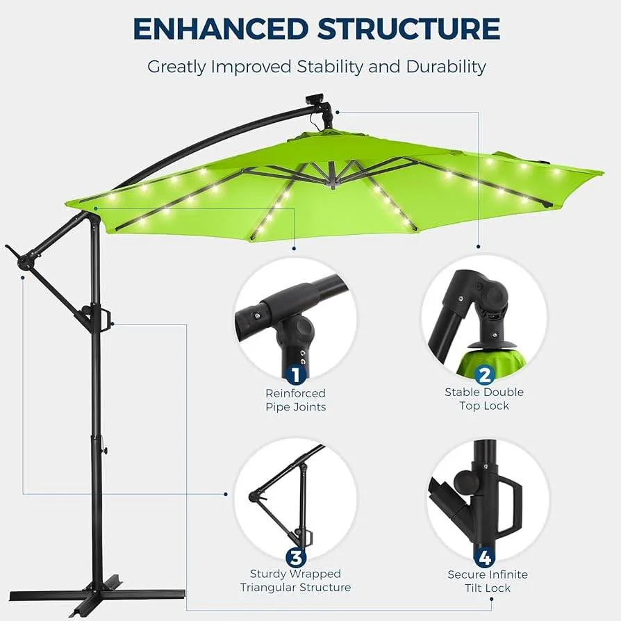 🌟 Like New HOMSHADE 10 ft Solar LED Patio Umbrella 🌟 image indicator(3)
