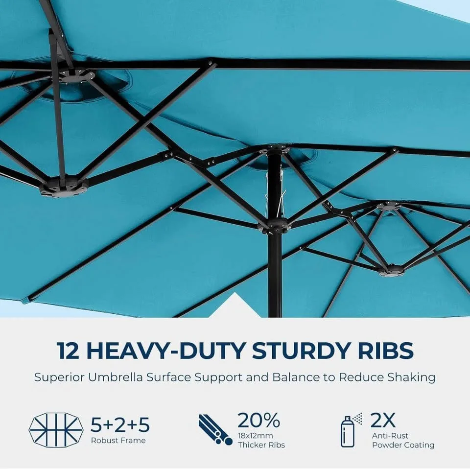 13-ft Double-Sided Patio Umbrella w/ Solar LED Lights image indicator(3)