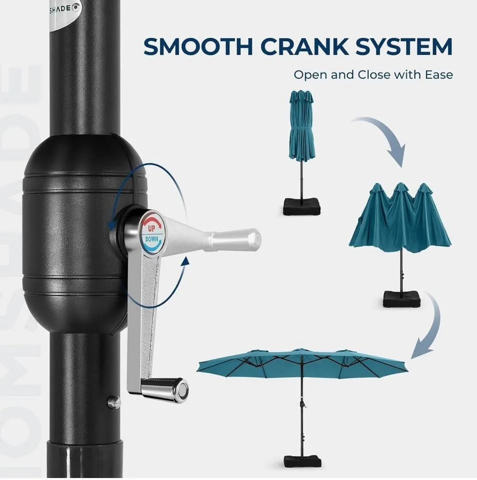 13-ft Double-Sided Patio Umbrella w/ Solar LED Lights image indicator(4)