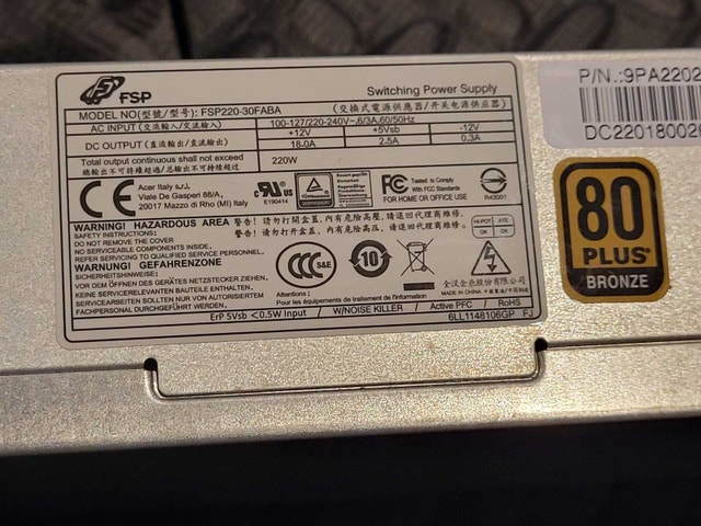 Acer Veriton X4640g 220W SFX power supply - photo 3