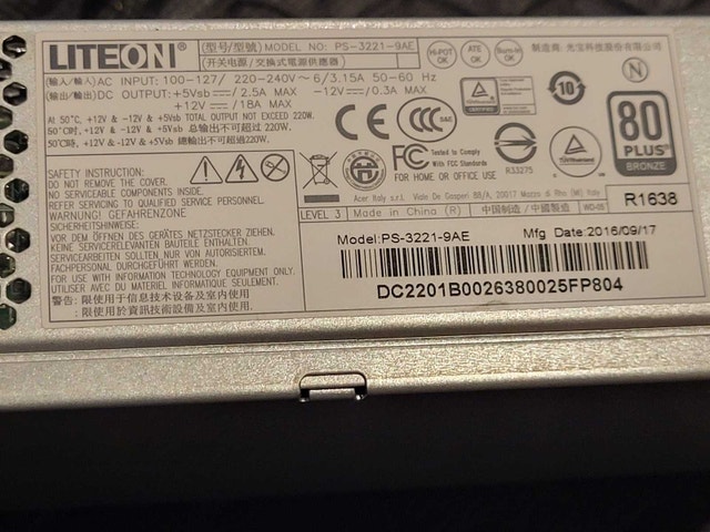 Acer Veriton X4640g 220W SFX power supply - photo 4