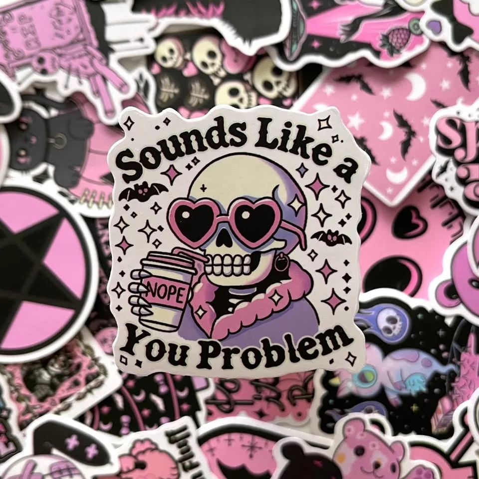 Pack of 50 Cute Black Pink Gothic Spooky Babe Stickers image indicator(4)