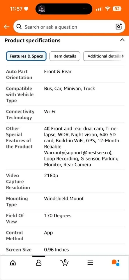 Dash Cam Front and Rear Camera - WiFi GPS, 4K/2.5K image indicator(9)