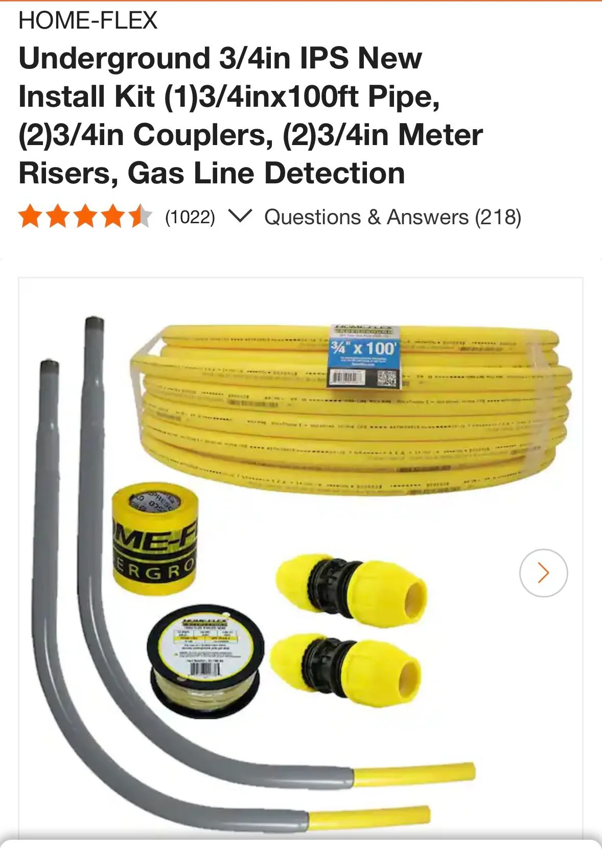 Home-Flex Polyethylene Gas Pipe Kit 3/4” x 100ft