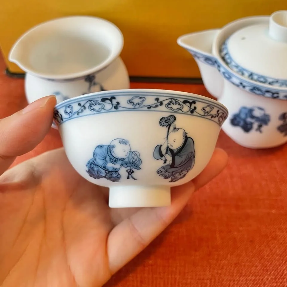 8 Pcs Chinese Tea Sets Portable Matte Ceramic Bone China image indicator(4)