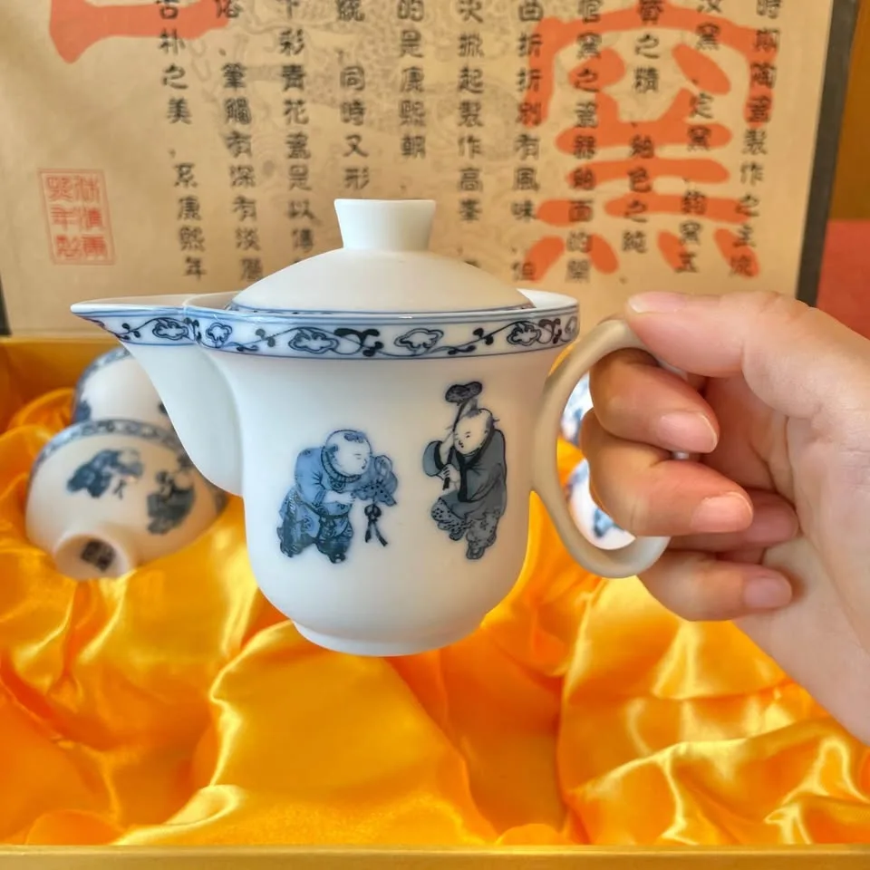 8 Pcs Chinese Tea Sets Portable Matte Ceramic Bone China image indicator(6)