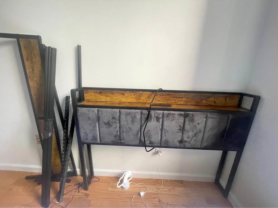Full sized bed frame with underglow and charging station