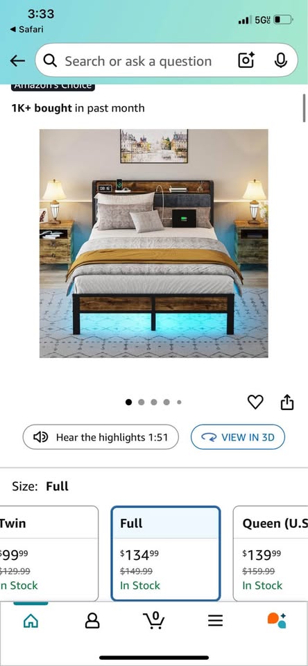 Full sized bed frame with underglow and charging station - photo 3