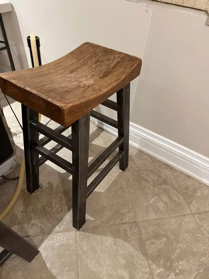 Wooden organic modern industrial kitchen bar stools set of 2 image indicator(2)