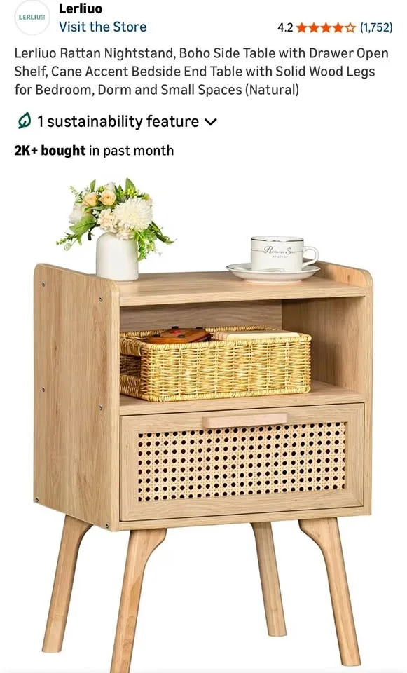 boho rattan nightstand
