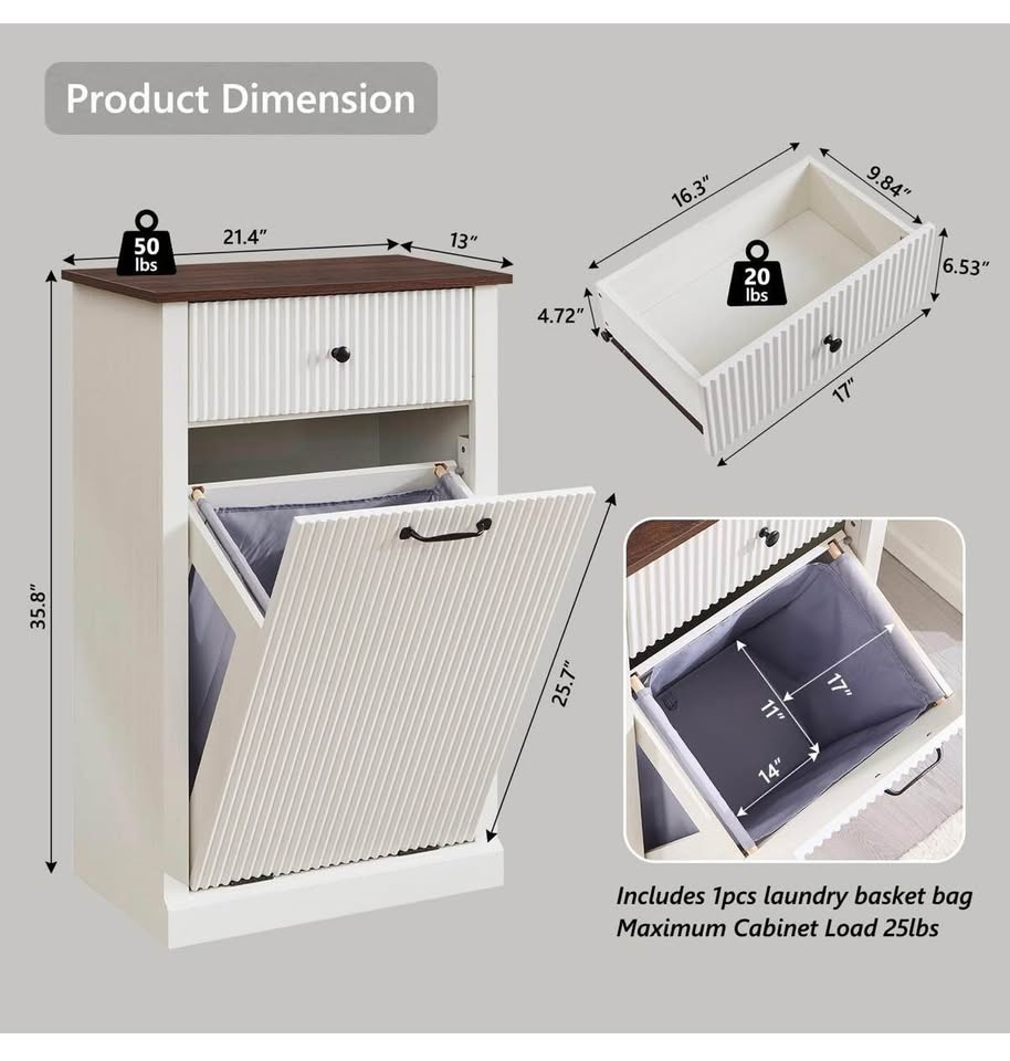 tilt out cabinet/ laundry hamper - photo 5