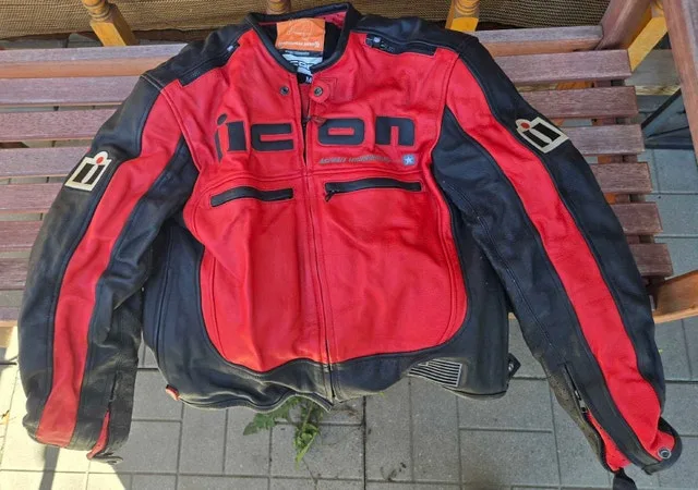 Icon Motorhead Jacket, Joe Rocket gloves and GZX helmet