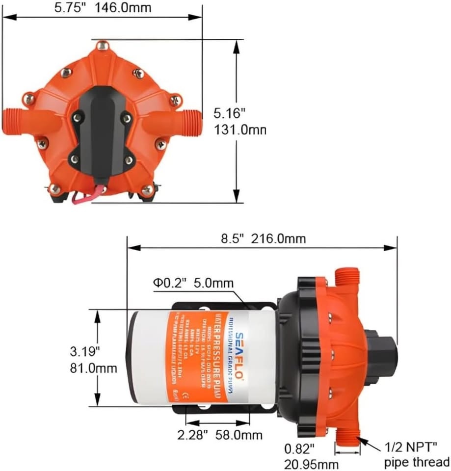 SEAFLO 12V 5.5GPM Water Pump | RV/Boat/Marine | Open Box - photo 4