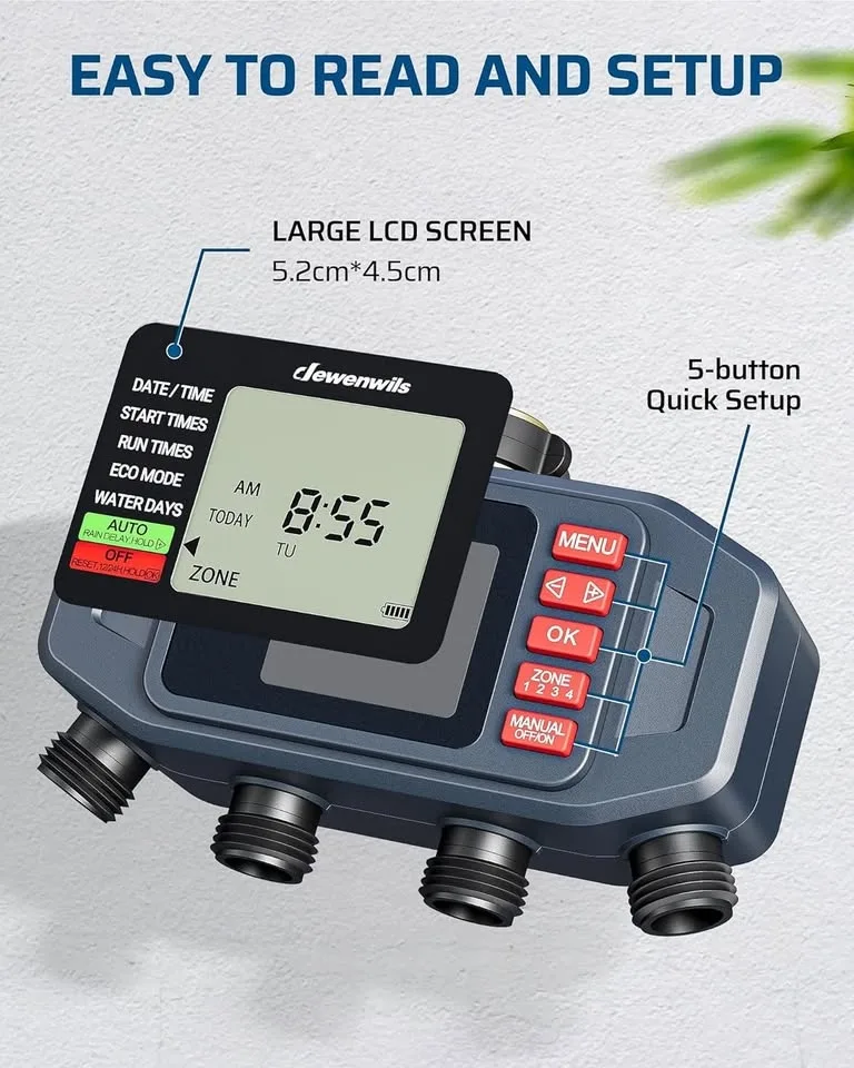 Dewenwils 4-Zone Sprinkler Timer (Open Box) image indicator(8)