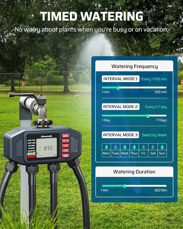 Dewenwils 4-Zone Sprinkler Timer (Open Box) image indicator(9)