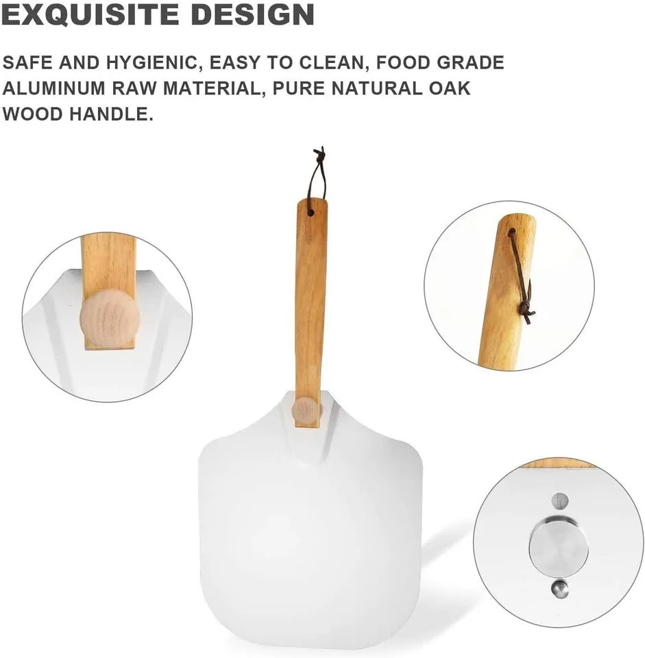 12"x14" Aluminum Pizza Peel – Foldable Wood Handle, Open Box image indicator(3)