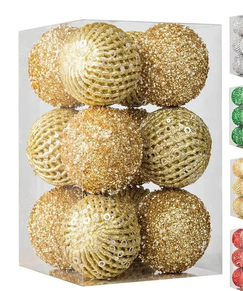 gold Christmas ornaments, 3.15"