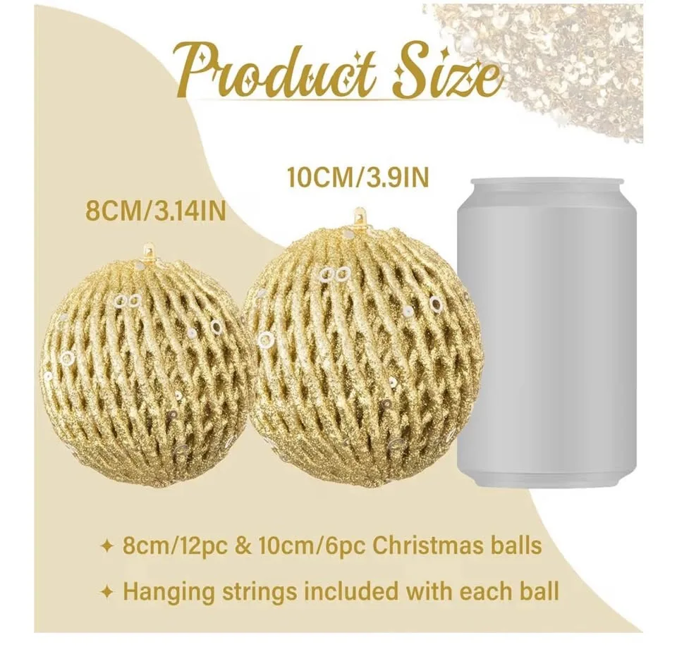 gold Christmas ornaments, 3.15" image indicator(3)