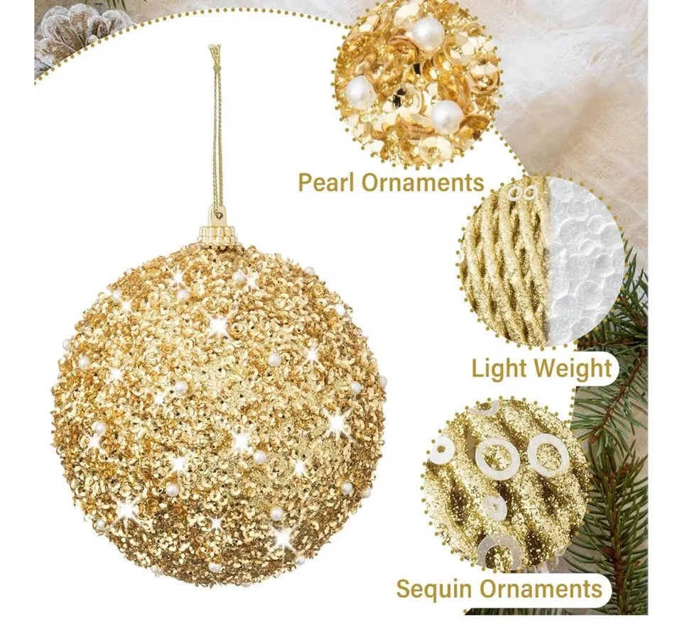 gold Christmas ornaments, 3.15" image indicator(4)