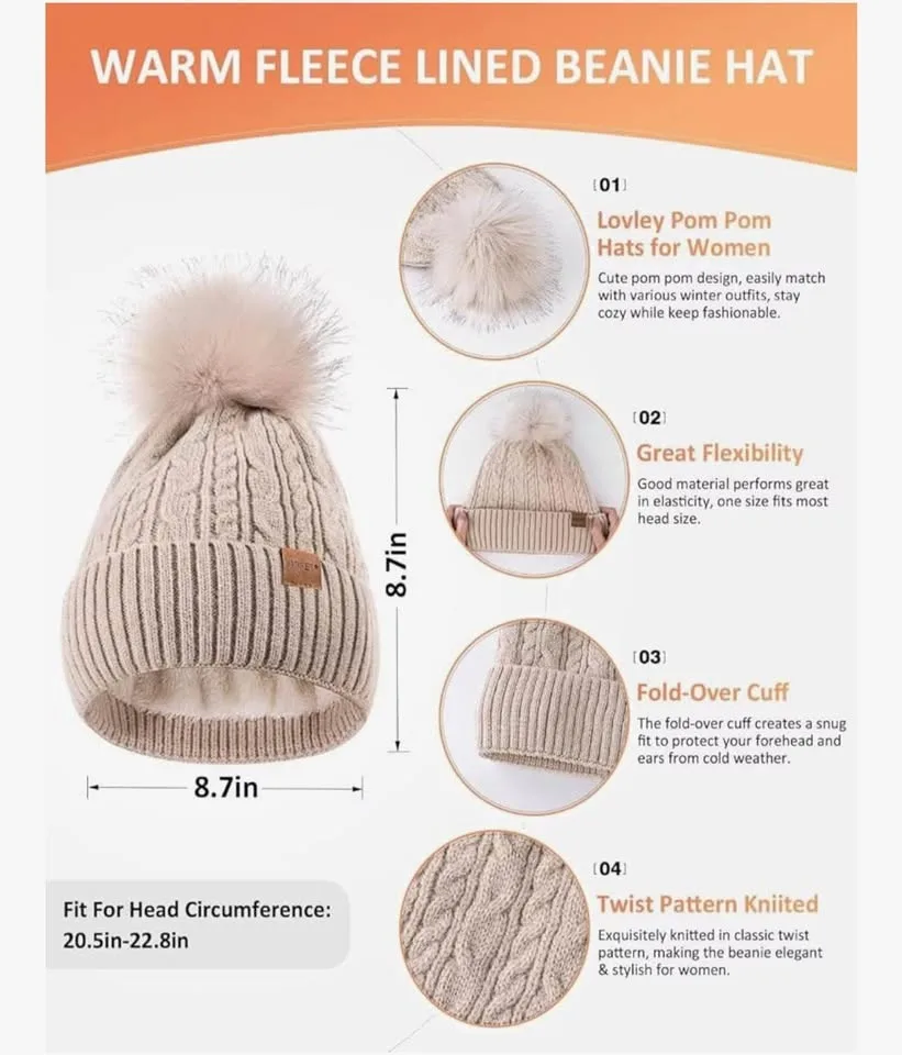 Winter Beanie Hat Scarf Gloves Set for Women image indicator(2)