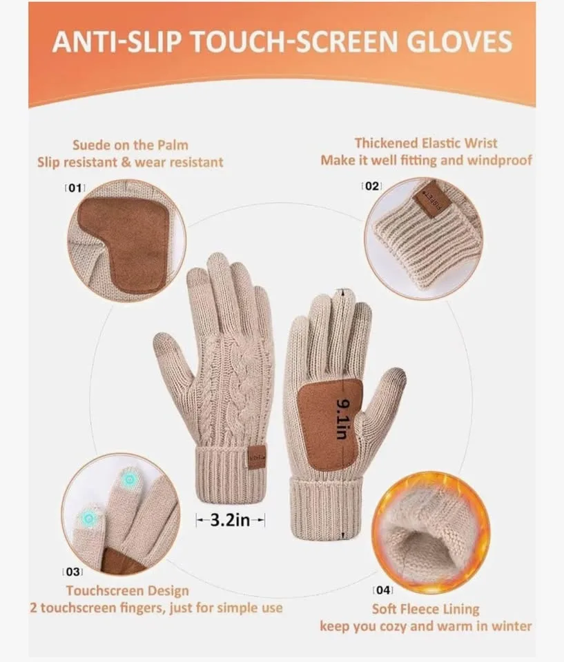 Winter Beanie Hat Scarf Gloves Set for Women image indicator(3)